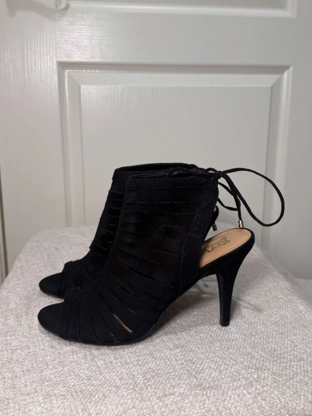 Bootie Stiletto Heels with Open Peep Toe (Women's 9)